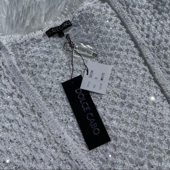 DOLCE CABO White Crochet Tassel Cardigan Small - Picture 8 of 9